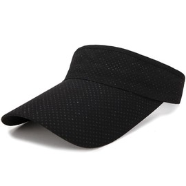 N-KONGJIAN Adjustable UV Protection Travel Tennis Caps, Sports Visor Golf Beach Visor Cap, Wide Brim Sun Visor Hat for Women Men （Black
