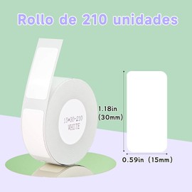 Etiquetas Adhesivas de Papel para Etiquetas NIIMBOT D11/D110/D101 Impresora de Etiquetas Adhesivas, Blanco, Fuerte Adherencia, Impermeable (Cinta x 1, 15 * 30mm)