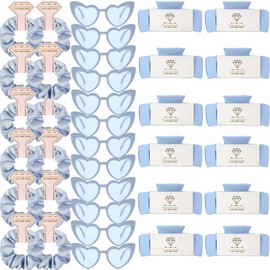 Loanzeg Bridesmaid Scrunchies Proposal Hair claws clips Set of 12 Bridal Shower heart sunglasses Gifts for Wedding Bachelorette Party Favors (36pcs Dusty Blue)