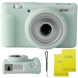 SZHSYJY - Funda para cámara digital Sony ZV-1F/ZV-1 II/ZV-1M2, bolsa protectora de silicona suave ZV1F, funda suave antiarañazos, funda suave con protector de visualización ZV1 F y muñeca de correa