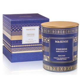 M&SENSE Fireside Scented Candle for Men, Masculine Soy Candle for Home Scented, Unique Luxury Candle Gifts for Christmas Valentines Fathers Day, Housewarming Gift Cozy Winter Room Decor