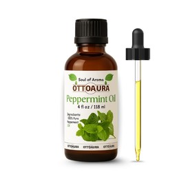 OTTO AURA Peppermint Piperita Essential Oil, 4 Fl Oz, 100% Natural Oil for Diffuser, Aromatherapy, Massage, 118ml