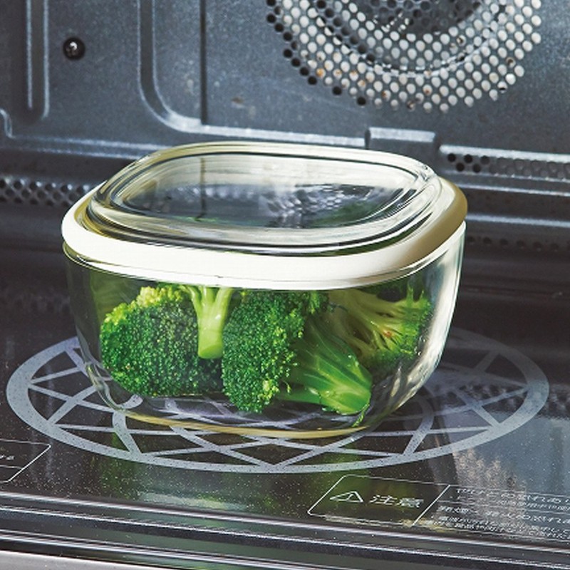 Hario Square Container-Clear-600ml, Medium, Red