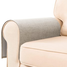 Guken Armrest Covers for Arms, Sofa Arm Covers for Living Room Loveseat Sofa Couch Recliner Armchair Slipcover Sofa Arm Protector for Pets, Set of 2 Textured Linen Woven Look Flat Edge, Greige Beige