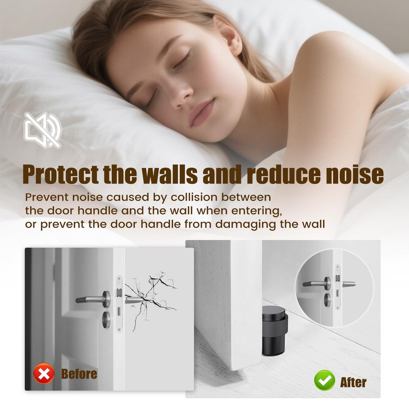 RINJUN 2 Pack Black Door Stoppers for Floor Mounting， Door