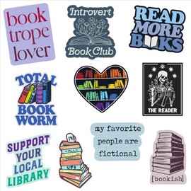 Book Sticker Extra Large Stickers for Adults Funny Adhesives with Memes Sarcastic Cool Nerd Multi 10 Pieces