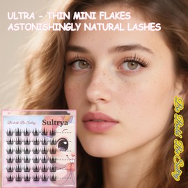 Sultrya Self-Adhesive Lash Clusters 0.002g Ultra-Thin Wispy False Eyelashes DIY Individual Lashes for Natural Look Lightweight Cluster Lashes No Glue Needed Soft Strip Eyelash Extensions (9-12mm)