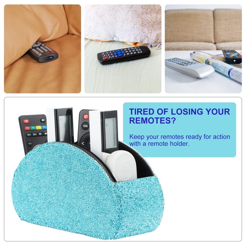 KEYPOWER Remote Control Holder Organizer Table Desk Leather Control Storage