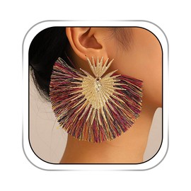 Goresory Gold Statement Earrings Tassel Earrings Fans Earrings Geometric Dangle Earrings for Women