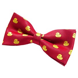 Retreez Men Classic Rubber Duck Woven Pre-tied Bow Tie (5") - Red