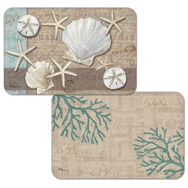 First Dawn Wipe-Clean Reversible Decofoam Placemats, Linen Shells, Set of 2, Made in The USA
