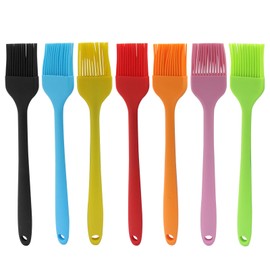 Waziaqoc 7 PCS Silicone Basting Pastry Brush, Colorful Food Brush, Heat Resistant Cooking Brush for Baking Cooking BBQ Grill Spread Oil Butter Sauce, Dishwasher Safe