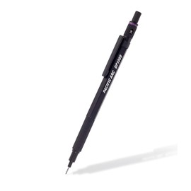 Pacific Arc Chromagraph Lápiz mecánico de metal de 0.9 mm, lápiz mecánico de cañón negro con indicador de calibre de lápiz incorporado, portaminillas para bosquejos, dibujos y trazos