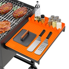 VehiChef Silicone Griddle Tools Mat for Blackstone, Heat Resistant Spatula Mat, BBQ Silicone Grill Pad for Outdoor Grill Cooking Kitchen Countertop (Orange)