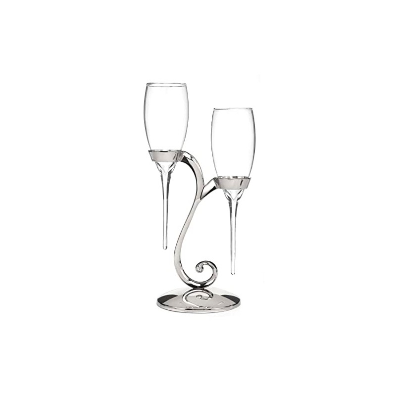 Hortense B. Hewitt Raindrop Shaped Champagne Toasting Flutes with Silver