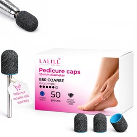 LALILL Sanding Caps LUX Pack of 50 - Graphite Milling Caps for Nail Cutters - Manicure, Pedicure & Podiatry - Attachments for Foot Care, Callus Removal, Nail Modeling, 10 mm 80 Grit