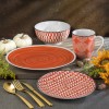 EuroCeramica Simpatico 16 Piece Dinnerware Set in Tiger Orange