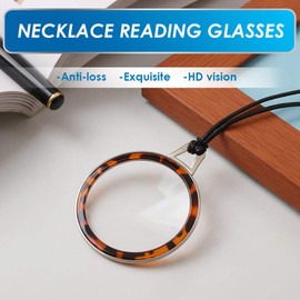 TERAISE Reading Glasses Necklace Readers for Women Anti-loss Lightweight Eyeglasses Portable Monocle Glasses with Exquisite Case(Leopard-3.0X)
