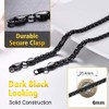 PROSTEEL Mens Necklace Box Chain 18Inch 6MM Stainless Steel Black