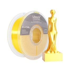 Likesilk PLA Silk Filament 1.75mm Clog-Free Shiny 3D Printer Filament, 1KG Spool (2.2lbs), Dimensional Accuracy +/- 0.02mm (Silk Greenish Gold-1KG)