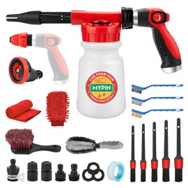 Car Wash Foam Gun Set/Hose Sprayer, 22pcs Wash Kits Foam Cannon, Adjustable with 2.5-6 Ratio Dial Foam Blaster, 1L Bottle, Nozzles, Mitten, 1/2’’ Quick Connector for Garden Hose,Car Cleaning