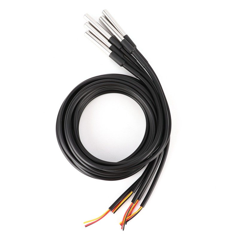 5Pcs Temperature Probe Sensor Stainless Steel Waterproof Cable Thermometer