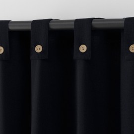 Archaeo Cotton Blend Button Tab Top Curtain, 40" x 63", Navy Blue