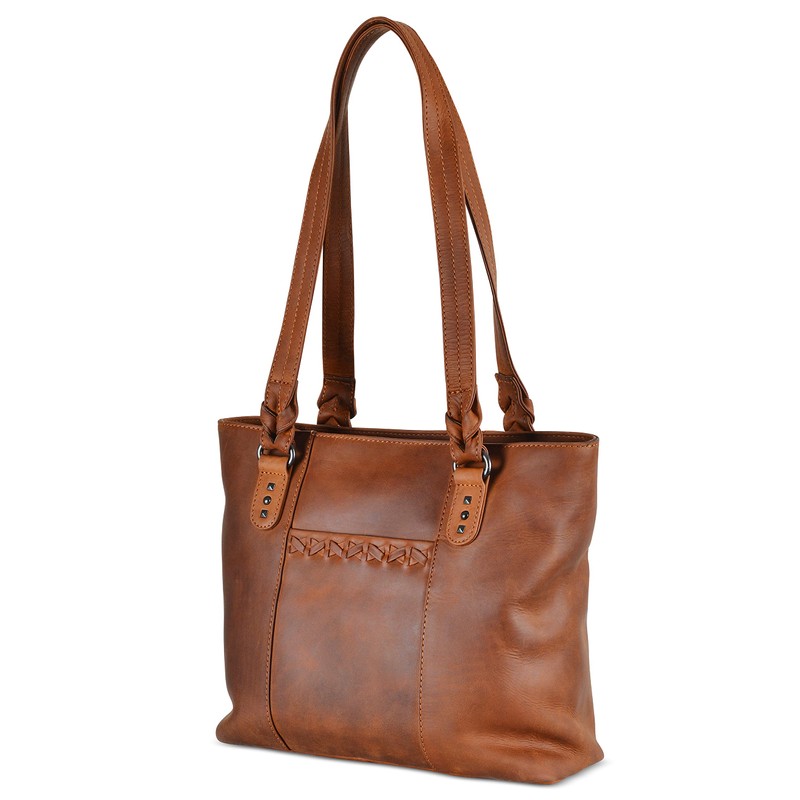 Lady Conceal Concealed Carry Peyton Leather Tote (Cognac)