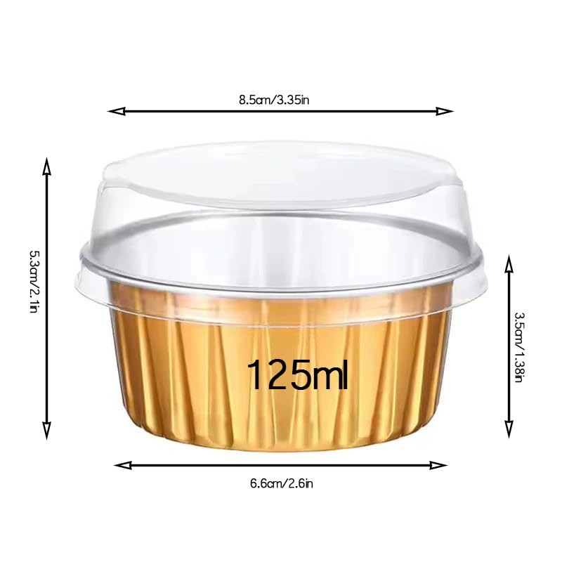 50 Pcs 5oz Reusable Aluminum Foil Cupcake Baking Cups Mini