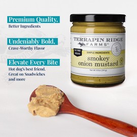 Terrapin Ridge Farms Smokey Onion Mustard – Gourmet Mustard for Burgers, Brats, Sandwiches & More – 8.5 oz Jar (Pack of 2)