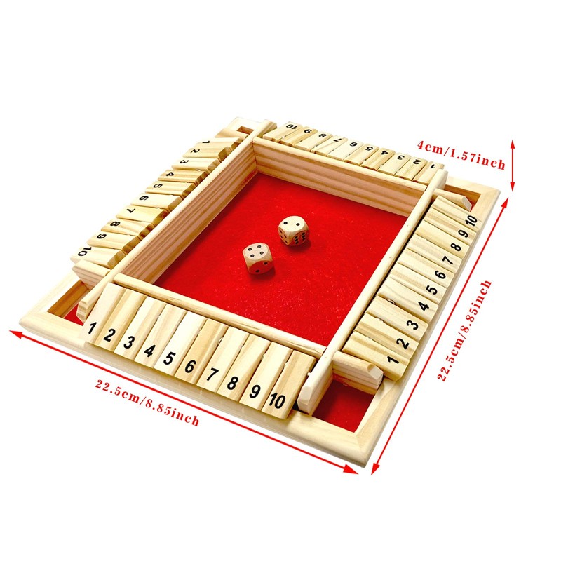 DC-BEAUTIFUL Shut The Box Dice Game, 2-4 Players Classic Board