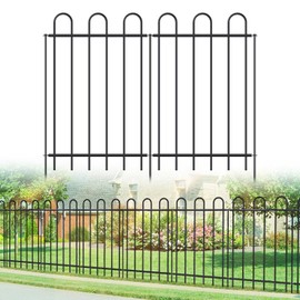 FOREHOGAR Metal Garden Fence 36 in H x 12 ft L, No dig Garden Border Yard Fencing, Dog Fence Outdoor Temporary Animal Barrier for Flower Bed Lawn and Patio, 6 Panels + 7 Stakes Black