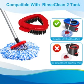 Spin Mop Head Replacement Base Handle Compatible with O Cedar Rinseclean 2 Tank System,Microfiber 100% Mop Refills,4 Mop Heads +1 Mop Handle +1 Mop Base and 1 Scrub Brush Combo Set