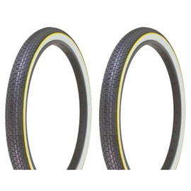 Lowrider Two Bike tire Duro 26 x 2.125 Black/White Side Wall Yellow Line HF-120A. Bicycle tire,Bike Parts,Bicycle Parts