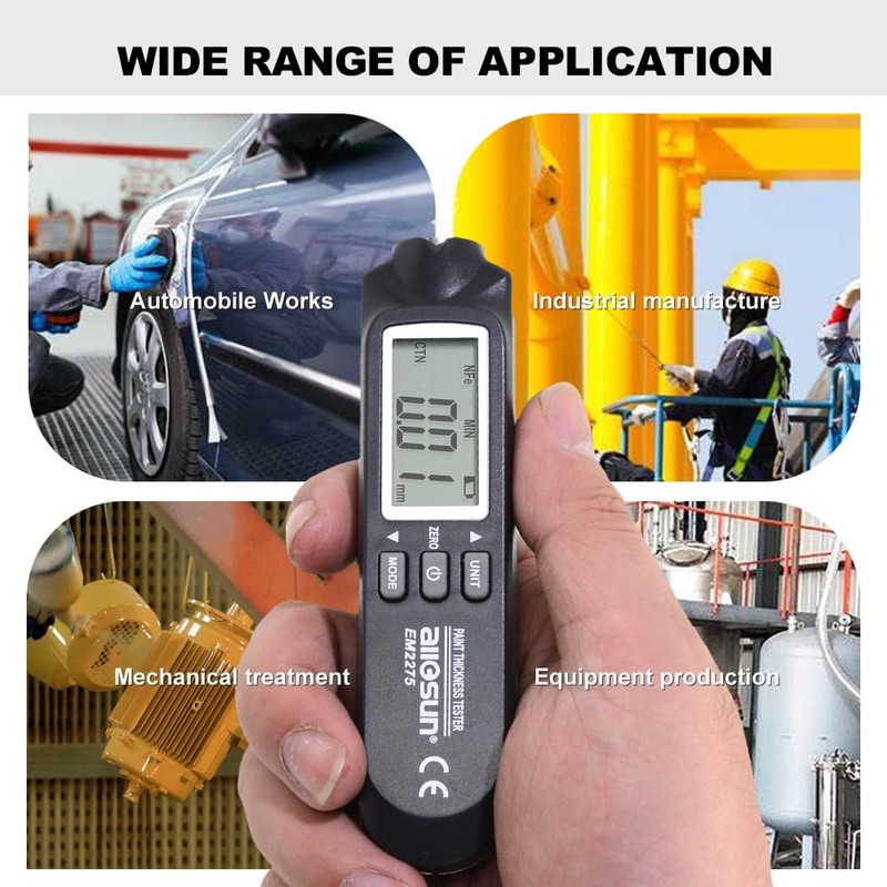 allsun Digital Paint Thickness Tester Car Paint Depth Gauge Meter