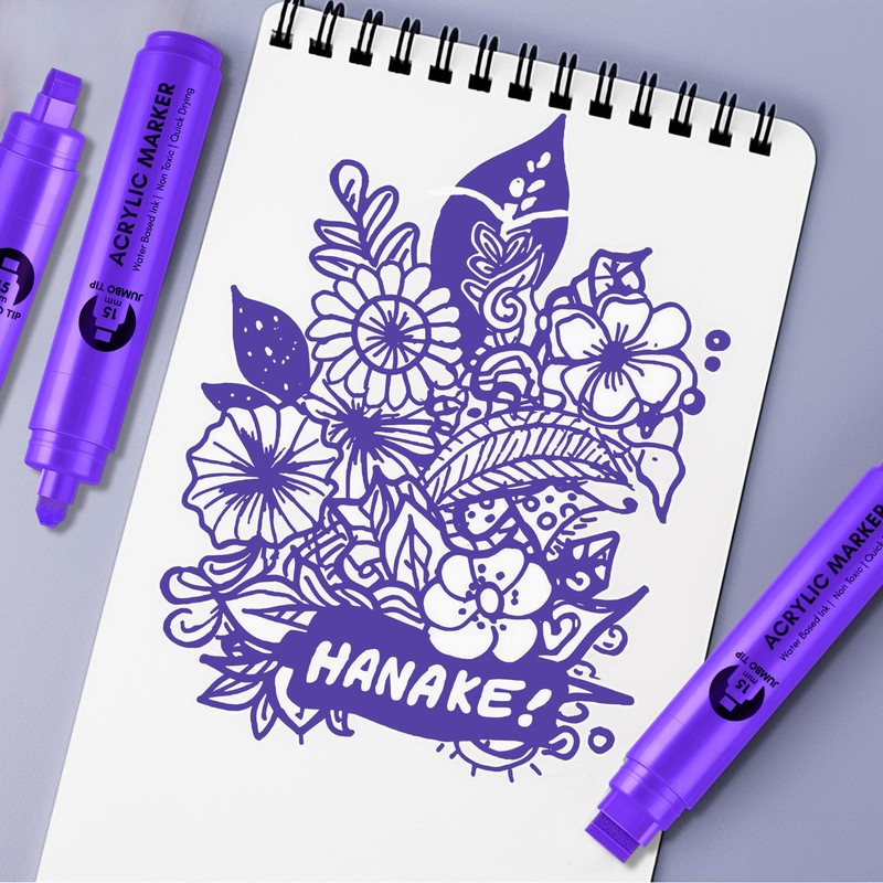 BIGTHUMB 3 Pcs Purple Jumbo Permanent Markers: 15mm Wide Tip