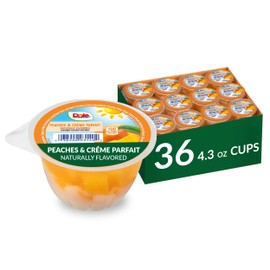 Dole Fruit Bowls Low Fat Peaches & Creme Parfait Snacks, 4.3oz 36 Total Cups, Gluten & Dairy Free, Bulk Lunch Snacks for Kids & Adults