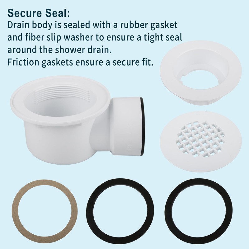 2" Low Profile Shower Drain with 2" x 1-1/2" Reducer