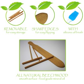 Rollbury Crepe Spreaders and Spatula Set 5 and 7 Inches All Natural Beechwood Removable Easy Storage Convenient Sizes to Fit Any Crepe Pan Maker Great For Pancakes and Comes with Silicone Brush