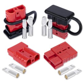 BFXM Anderson Connector 4 Pcs, 50 Amp 12-36v Battery Quick Connect/Disconnect Plug Kit, Connectors for 6 to 12 Gauge Cables, for Car Bike ATV Winches Lifts Motors More,SB50 Red