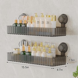 Ankoox Shower Caddy Suction Cup Bathroom Shower Organizer for Bathroom Storage Home Decor & Kitchen No Drilling Large Capacity Removable and Reusable Shower Shelves for Inside Shower. (black, square)