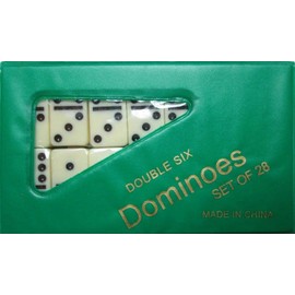 CENPAC Dominoes Double Six Game Set of 28 Super Big Tile Size is 2 inch x 1 inch x 0.5 inch for Home, Case Color May Vary: Green, Red, Blue and Black.