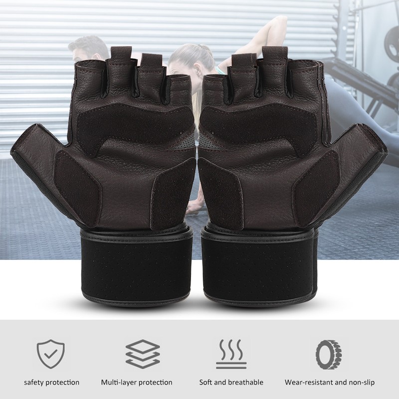 BOODUN Half Finger Gloves Deerskin Gloves with Wrist Wrap for