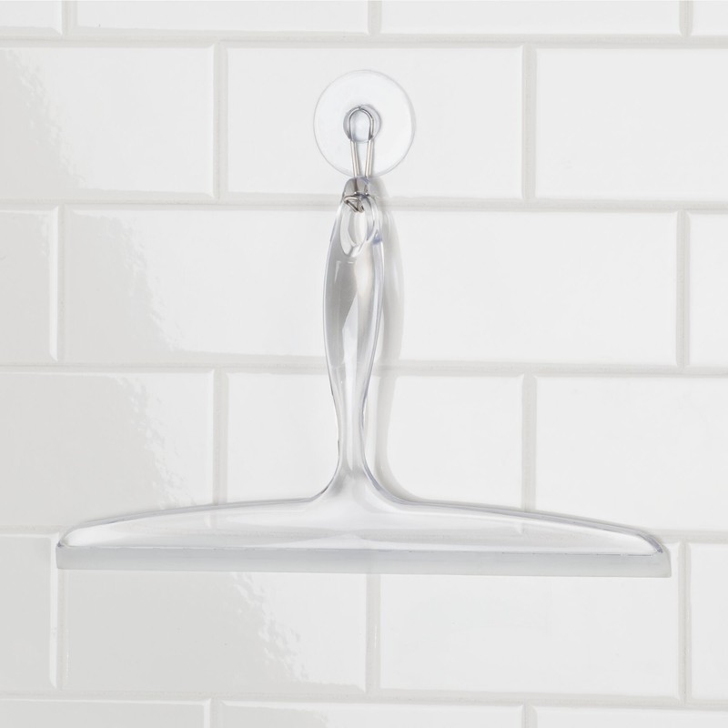 iDesign Bathroom Plastic Shower Wall Hook-Set of 2-Clear Squeegee