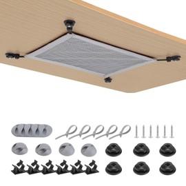 WurdeWindig Cable Management Net Under Desk - Cable Manager Kit-Flexible Under Desk Mesh- PC Cable Organization(Grey, 40 * 28cm).