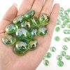 HUIANER Flat Glass Marbles 1lb, 100PCS Green Flat Gems Glass