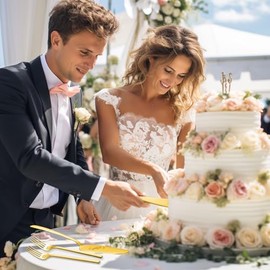Juego de corte de pasteles para bodas, cuchillos para tartas de boda y servidores para cumpleaños, regalos de despedida de soltera (dorado)