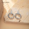 SayovatBek Silver Plated Drop Dangle Earrings, Cubic Zirconia Geometric Design,