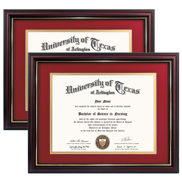 GraduationMall 8.5x11 Diploma Frame with Red over Gold Mat or