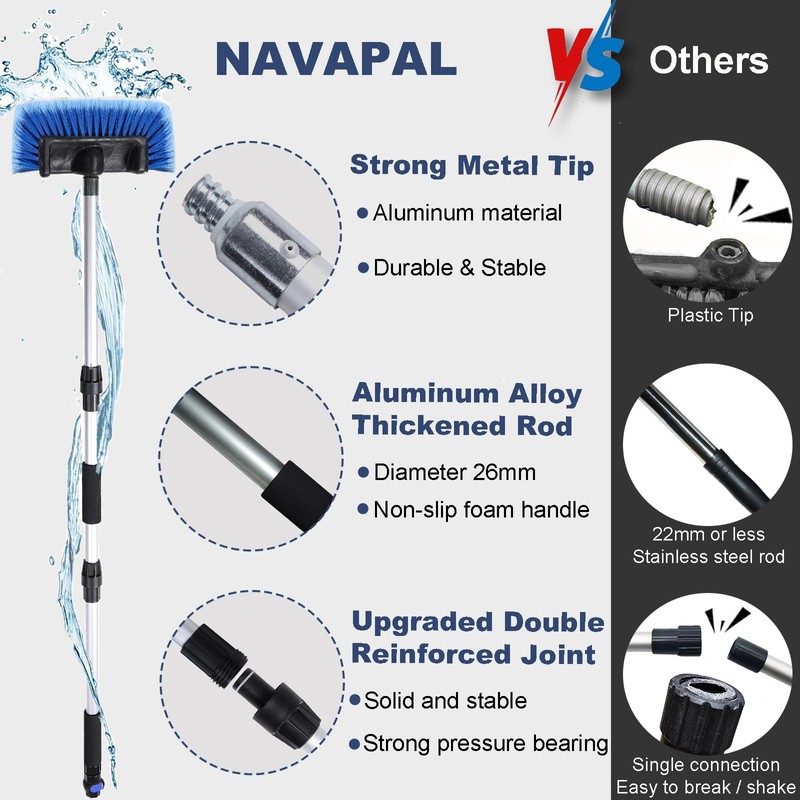 NAVAPAL Car Wash Brush with Long Handle for Car Truck
